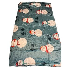 Cozy Plush Snowman Christmas Blanket Throw 50x60 Teal Blue